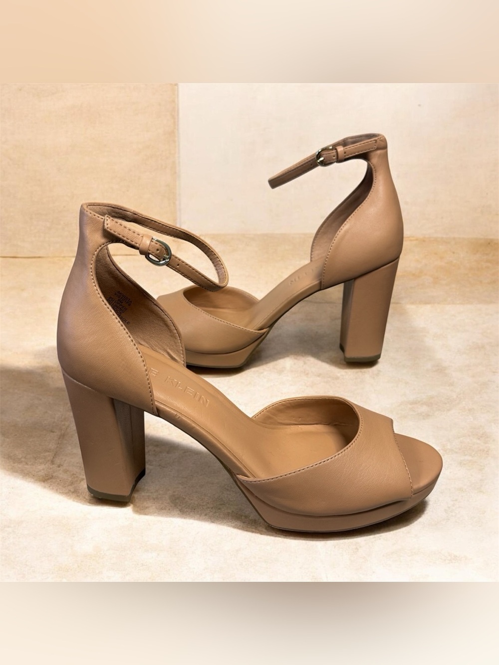Women's Tan Ankle-Strap Platform Heels by Anne Klein, size 9, NWOT
